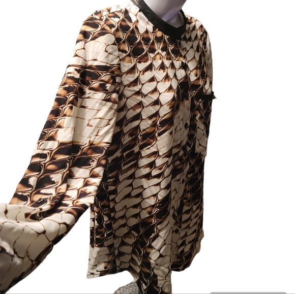 Alberto Makali Button Down Shirt Print Blouse Size M Long Sleeve - Picture 3 of 7